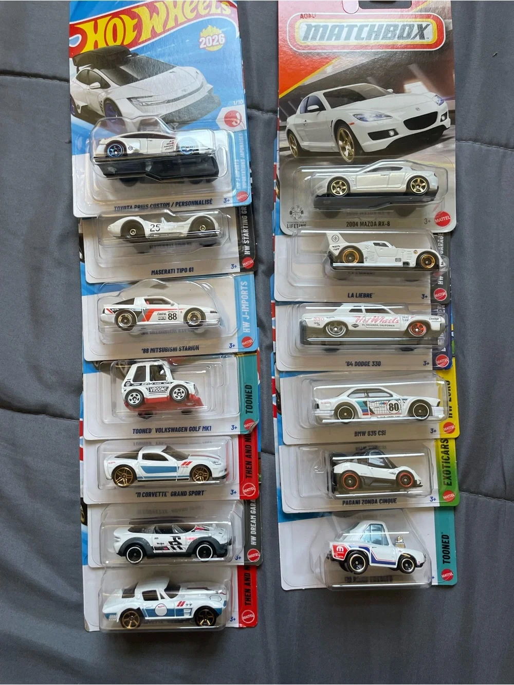 Hot Wheels White Toy Car Collection - Packaged Die-Cast Vehicles